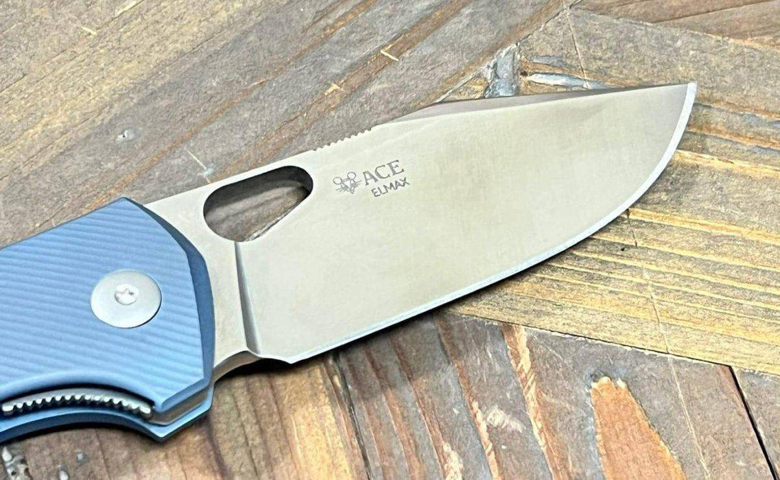 GiantMouse ACE Atelier Semi-Custom Ti Anodized Folding Knife 2.875" Elmax "Midnight Blue"