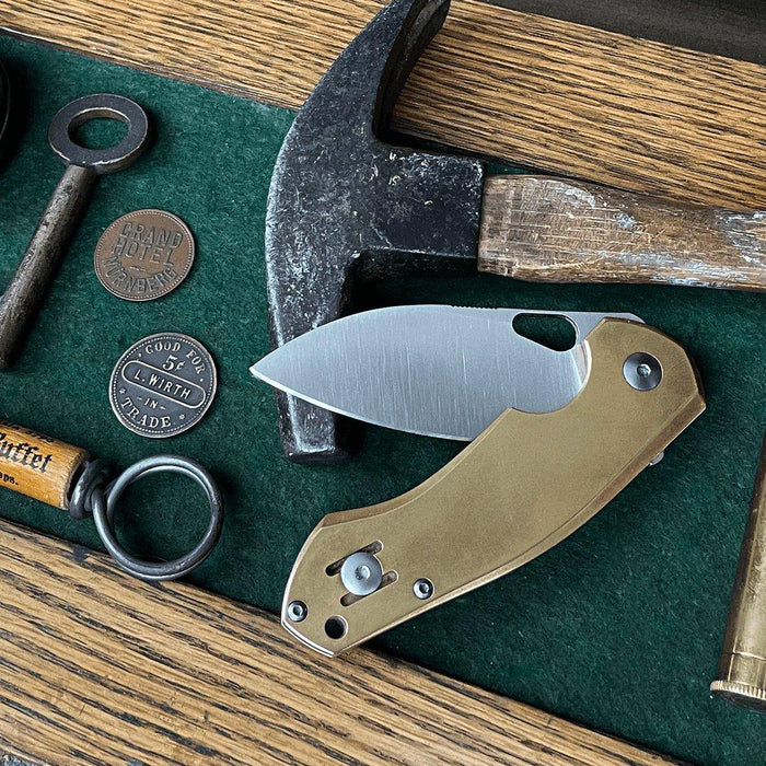 GiantMouse ACE Biblio Brass Folding Knife