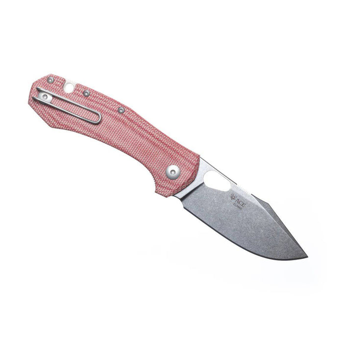 GiantMouse Atelier Folding Knife 2.875" Elmax Satin Blade Red Canvas Micarta (Italy)