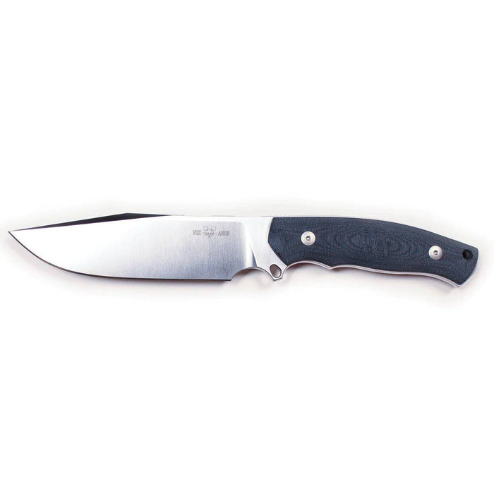 GiantMouse GMF4-DB-SATIN GMF4 Fixed Blade Knife 5.65" N690 Satin Clip Point Black Canvas Micarta