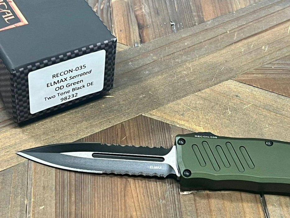 Guardian Tactical Recon-035 98232 Two-tone Elmax D/E Serrated OD OTF Auto Knife