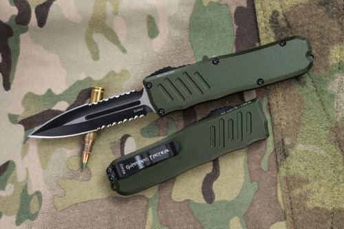 Guardian Tactical Recon-035 98232 Two-tone Elmax D/E Serrated OD OTF Auto Knife