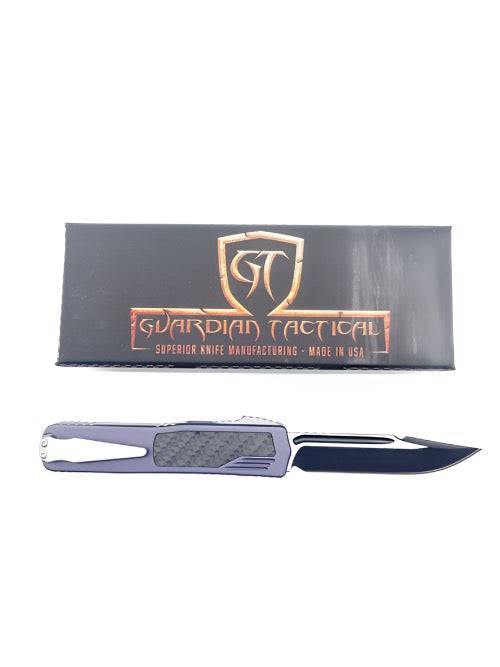 Guardian Tactical Scout CF OTF 142211 Black Carbon Fiber Inlay Two Tone Black S/E Blade