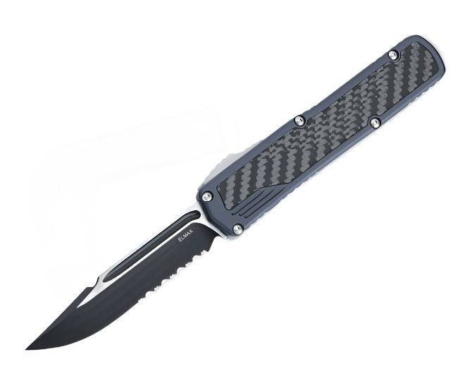 Guardian Tactical Scout CF OTF 142212 Black Carbon Fiber Inlay Two Tone Black S/E Serrated