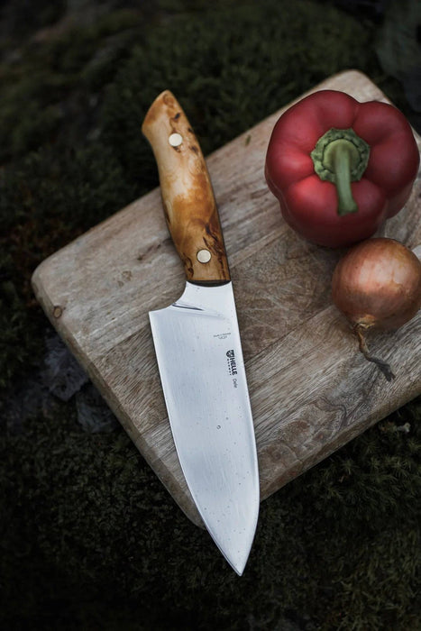 Helle Dele Premium Outdoor Chef Knife Curly Birch (6.30" 12C27)