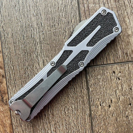 Heretic Colossus MagnaCut S/E Gray Handle w/ Black Grip Inlays Stonewash Blade