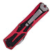 Heretic Colossus Recurve Auto Knife Red Aluminum Stonewash CPM Magnacut