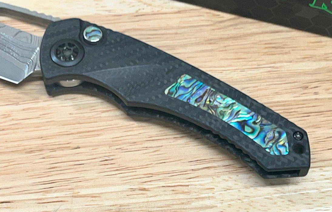 Heretic Custom Pariah Manual V2 Wood Grain San Mai Carbon Fiber Abalone Inlay (Blade Show)