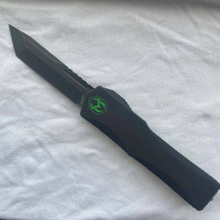 Heretic Knives Colossus T/E Blade Show '23 Black Slab Handle w/ Deep Engraved Heretic Green Logo Battle Black Blade