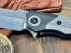 Heretic Knives Custom Wraith Manual T/E DLC Titanium Handle w/ Vegas Forge Wood Grain Damascus Inlay Hand Compound Ground Vegas Forge Wood Grain San Mai Damascus Blade