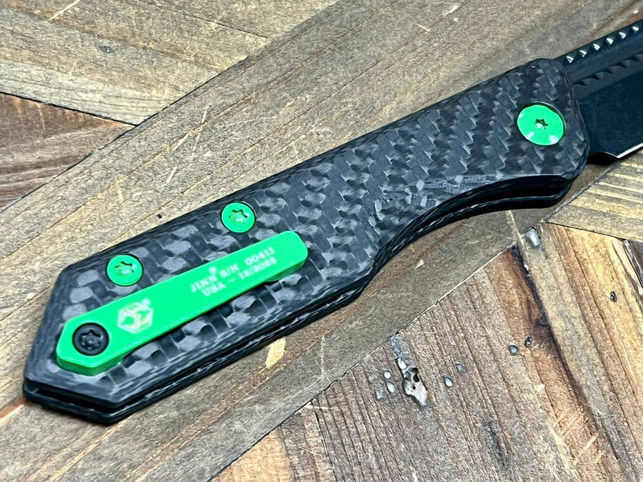 Heretic Knives Jinn Carbon Fiber w/ Toxic Green Hardware & DLC H013-6A-CFTX