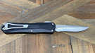 Heretic Manticore E Black OTF Auto Knife 3" Recurve Stonewash H029-2A