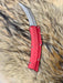 Heretic Roc Hawkbill Auto Knife 3.2" MagnaCut Stonewash Red Handles