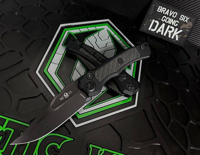 Heretic Wraith Auto DLC Knife Glow Carbon Fiber Inlays Tritium H002-6A-GLO/CF