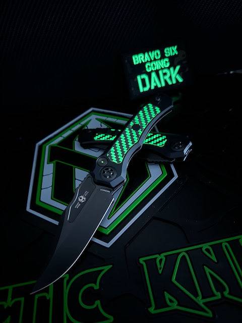 Heretic Wraith Auto DLC Knife Glow Carbon Fiber Inlays Tritium H002-6A-GLO/CF