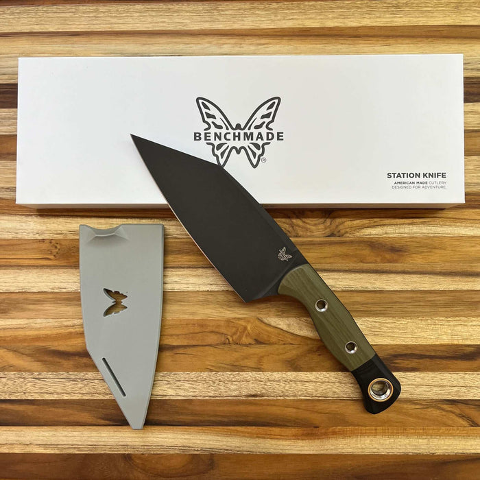 Benchmade Station Fixed Blade 5.82" CPM-154 Black Clip Point Blade OD Green G10 Handles with Black Bolsters - NORTH RIVER OUTDOORS