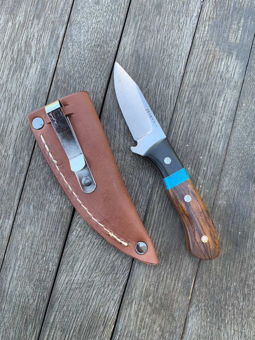 Join or Die Turquoise Fieldmate Fixed Blade Knife Black Richlite Ironwood (2.5") - NORTH RIVER OUTDOORS
