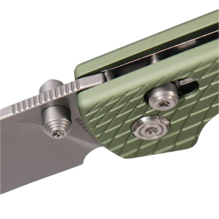 Vosteed Raccoon Crossbar Lock Knife 3.25" Nitro-V Blade & Green Aluminum Handle A0514