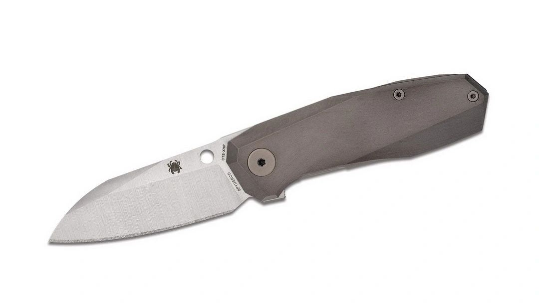 Spyderco Marcin Slysz Techno 3 Flipper Knife 2.64" CTS-XHP Satin Plain Blade Chamfered Titanium Handles Frame Lock C158TIP3