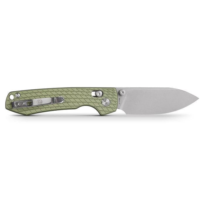 Vosteed Raccoon Crossbar Lock Knife 3.25" Nitro-V Blade & Green Aluminum Handle A0514