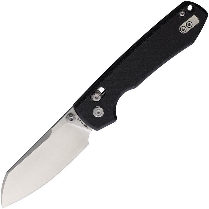 Vosteed RCCVTM3 Raccoon Crossbar Lock Satin Folding Knife Black Handles