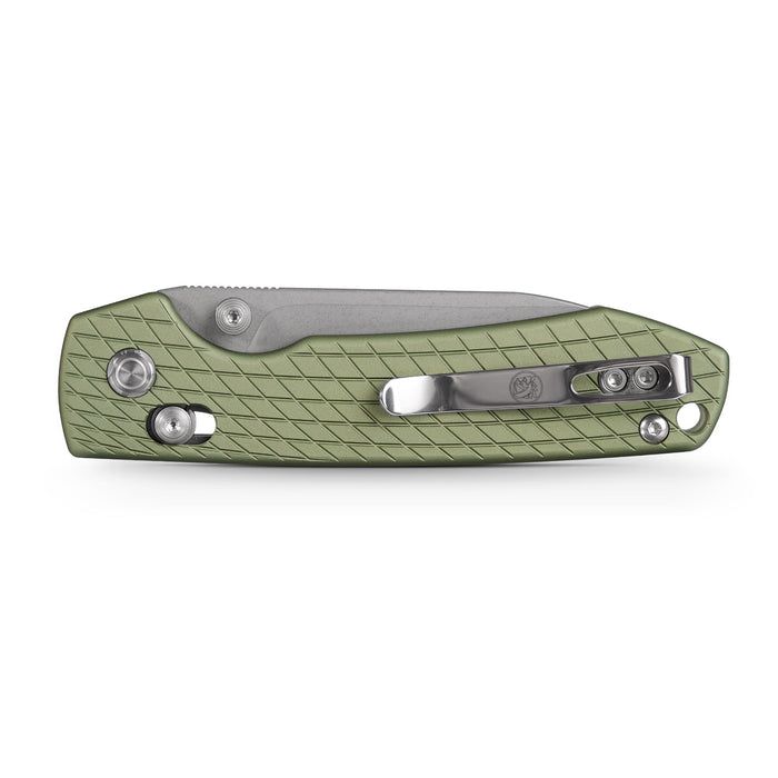 Vosteed Raccoon Crossbar Lock Knife 3.25" Nitro-V Blade & Green Aluminum Handle A0514