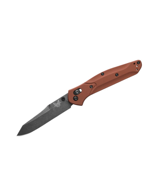 Benchmade 940BK-03 Osborne MagnaCut Folding Knife 3.4" Black DLC Battlewashed Plain Blade, Burnt Copper Handles - NORTH RIVER OUTDOORS