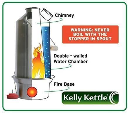 Kelly Kettle Scout Kit 41 oz Stainless Camp Kettle w/ Stove for Fishing, Hunting, Hiking