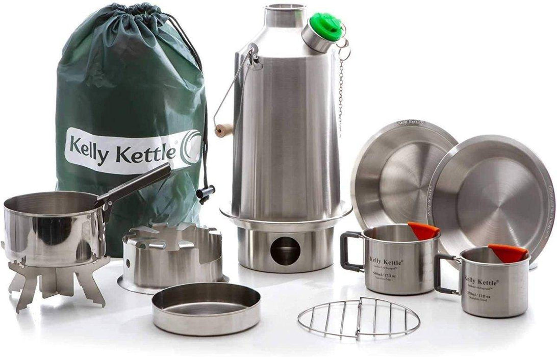 Kelly Kettle Ultimate Base Camp Kit 54 oz Large Stainless Camp Kettle w/ Stove for Fishing, Hunting, Hiking