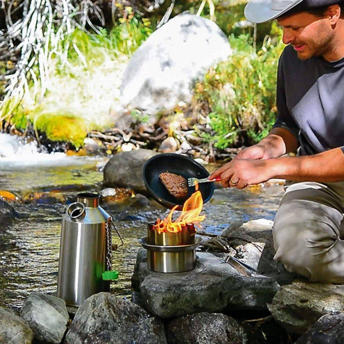 Kelly Kettle Ultimate Base Camp Kit 54 oz Large Stainless Camp Kettle w/ Stove for Fishing, Hunting, Hiking