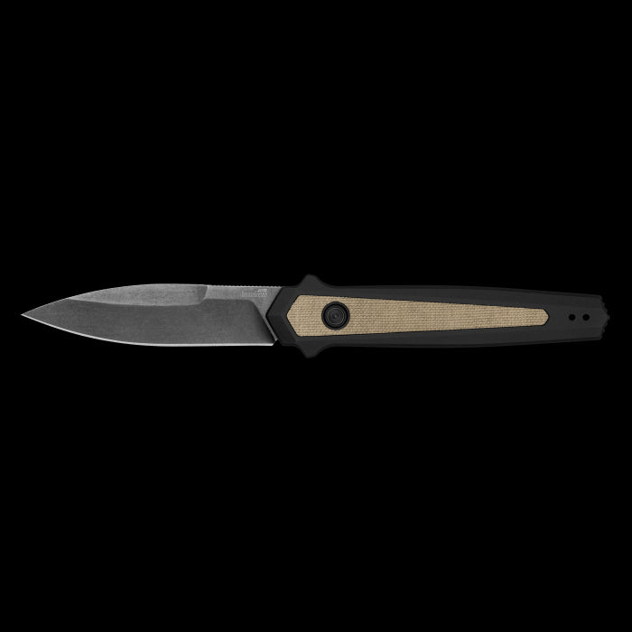 Kershaw 7950 Launch 15 Auto Folding Knife 3.5" MagnaCut BlackWashed Spear Point Blade Black Handles Canvas Micarta Inlays