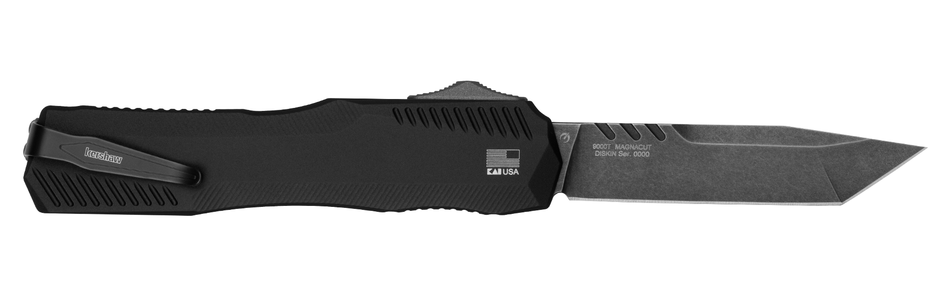 Kershaw 9000T Matt Diskin Livewire OTF Auto Knife 3.3" CPM-MagnaCut BlackWashed Tanto