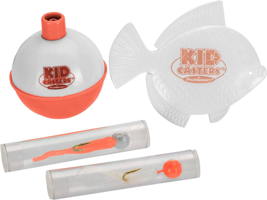 Kid Casters Dock Fishing Rod and Reel Combo - Spincast Reel Pre-Spooled with Fishing Line - Includes Bobbers, Mini Jigs, and Casting Plug