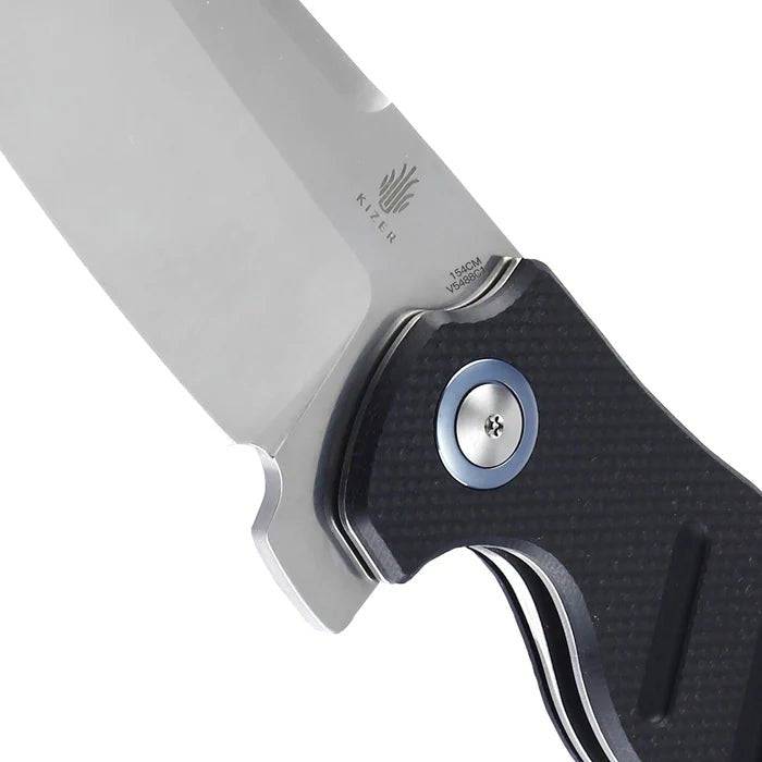 Kizer Cutlery Vanguard Sheepdog XL C01C Flipper Knife 3.9" 154CM Satin Blade, Black G10 Handles