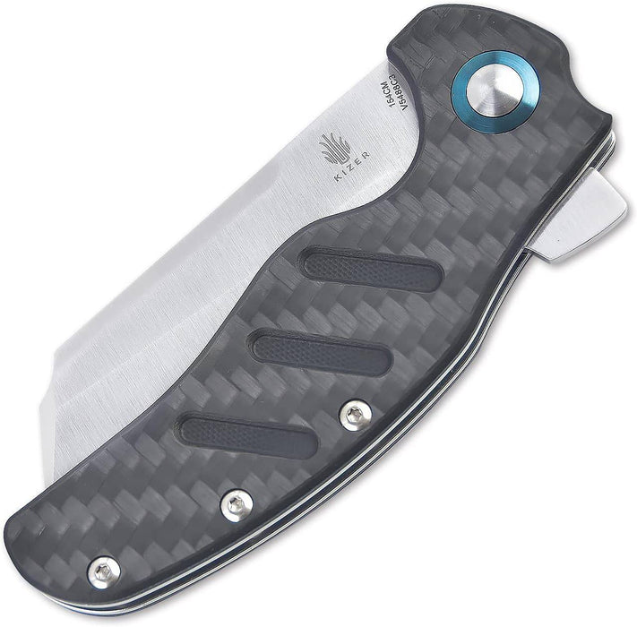 Kizer Cutlery Vanguard Sheepdog XL C01C Flipper Knife 3.9" 154CM Satin Blade, Black G10 Handles