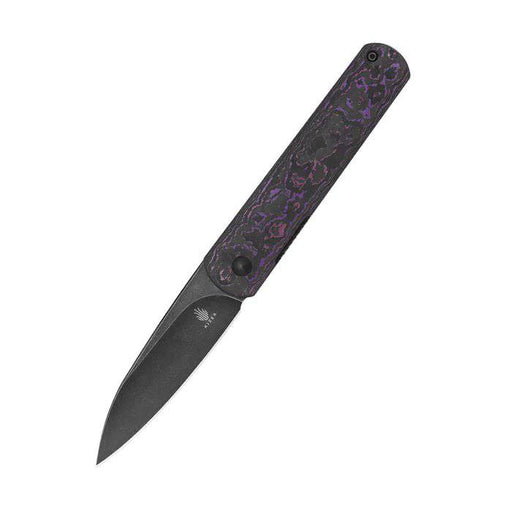 Kizer Feist(XL) Front Flipper Knife 3.35" CPM-20CV Black Stonewashed Purple Haze FatCarbon Handles