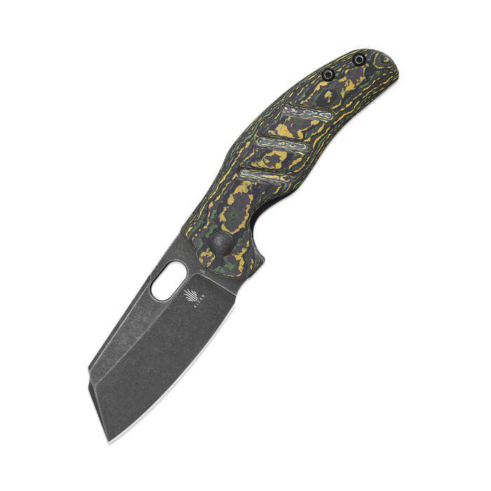 Kizer Ki3488A7 Sheepdog Chris Conaway Mini c01c Flipper Knife 2.63" CPM-20CV Black Stonewashed Toxic Storm FatCarbon Handles