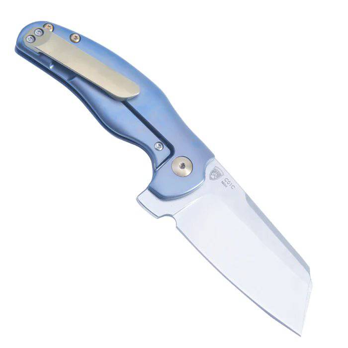 Kizer Sheepdog Mini C01C Flipper Knife 2.64" Stonewashed S35VN Sheepsfoot Blue Titanium