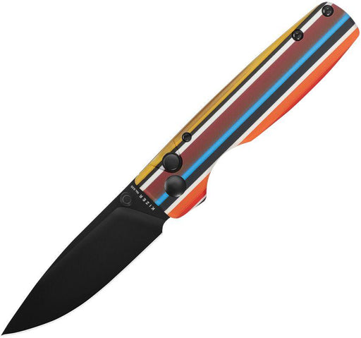 Kizer Vanguard Original Button Lock Folding Knife 2.98" 154CM Black Drop Point Blade, Serape Series G10