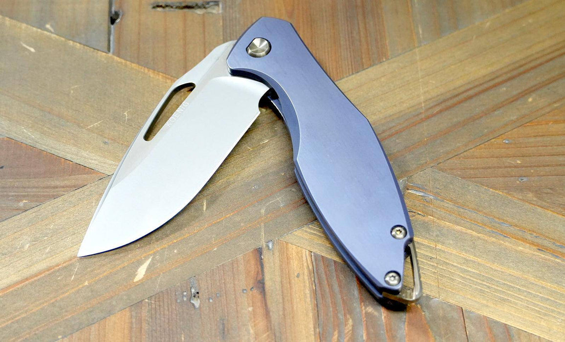 Koenig Arius Titanium 20CV Burnished Polished Flats Blade Blue Anodized Bronze Hardware (USA)