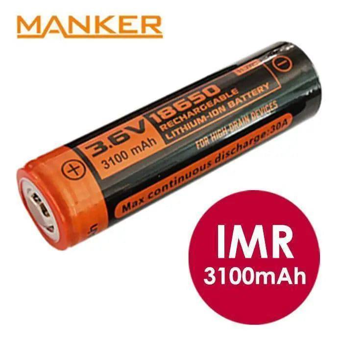 Manker 3100mAh 18650 Battery 3.6V