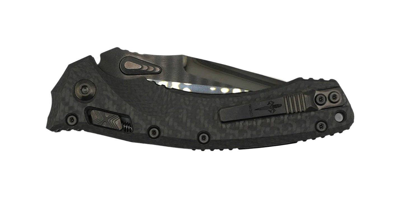 Marfione Custom Amphibian RAM-LOK DLC Diamond wash M390 Knife Carbon Fiber w/ DLC Two Tone Accents