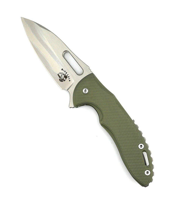 Custom Mechforce Rick Lala Collab Sentry Folding Knife Diamond Plate Titanium Handle M390 OD Green Anodization