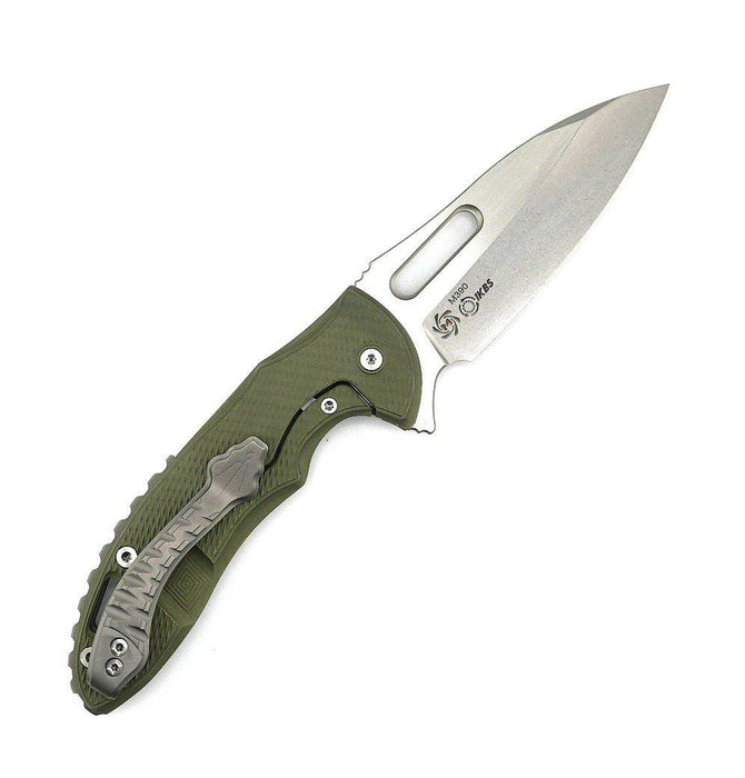 Custom Mechforce Rick Lala Collab Sentry Folding Knife Diamond Plate Titanium Handle M390 OD Green Anodization