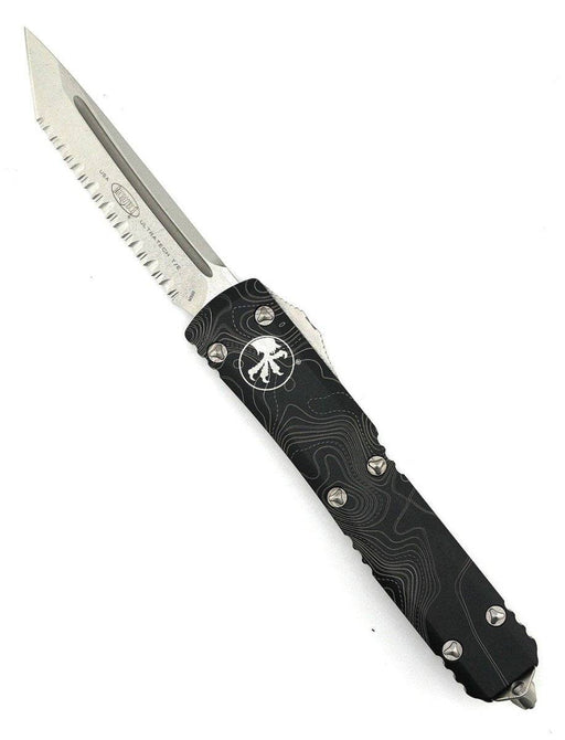 Custom Engraved Microtech 123-12 Ultratech Tanto Full Serrated Auto OTF Knife 3.46"