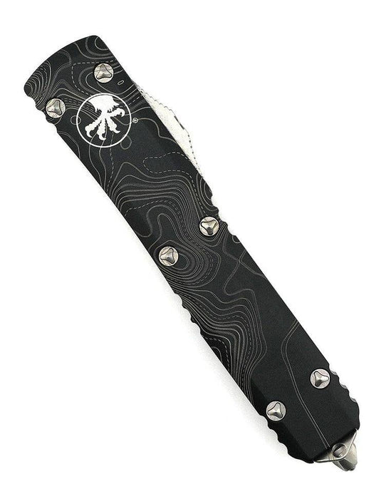 Custom Engraved Microtech 123-12 Ultratech Tanto Full Serrated Auto OTF Knife 3.46"