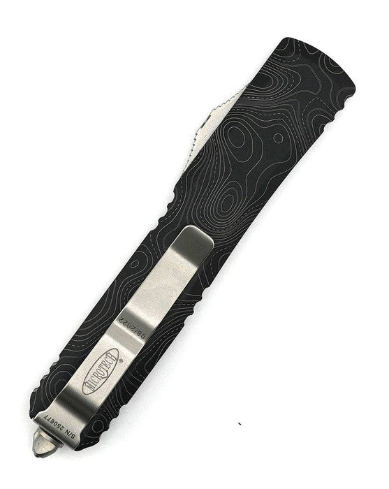 Custom Engraved Microtech 123-12 Ultratech Tanto Full Serrated Auto OTF Knife 3.46"