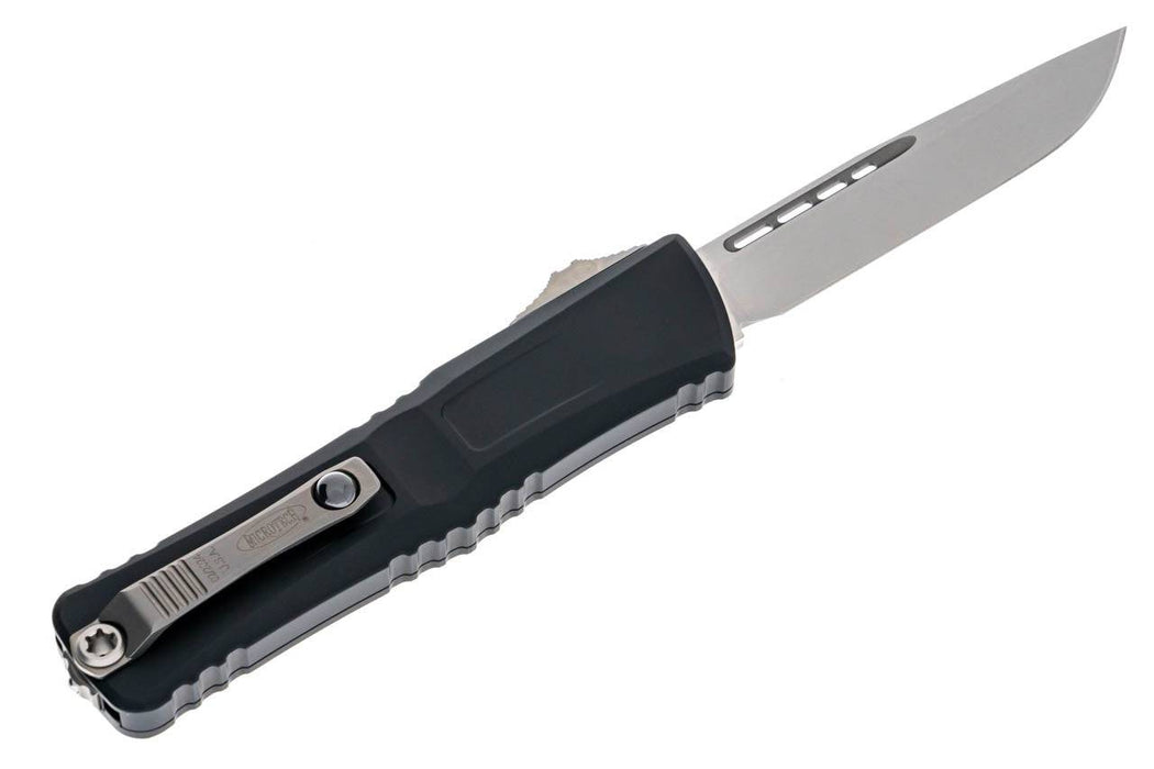 Microtech 1143-10 Combat Troodon Single Edge Gen III Black Handle Stonewashed Blade