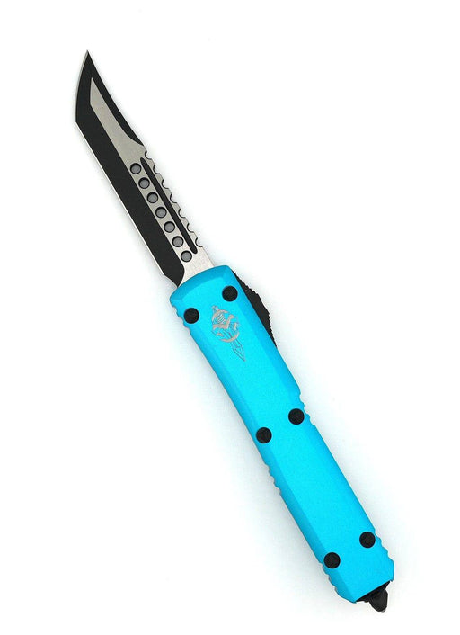 Microtech 119-1TQS Signature Ultratech Auto OTF 3.46" Two-Tone Hellhound Tanto Blade Turquoise Handles