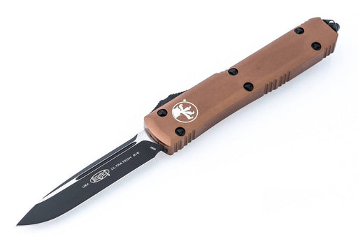 Microtech 121-1TA Ultratech Auto OTF Knife 3.46" Black Drop Point Plain Blade Tan Handles